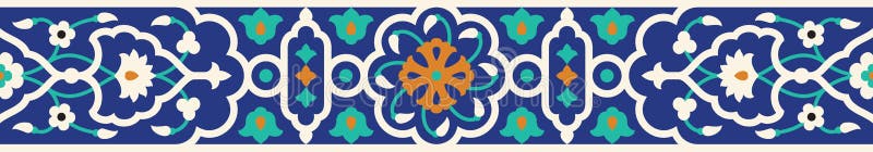Arabic Floral Seamless Border. Traditional Islamic Design.