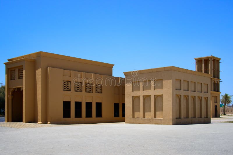 Old Arabic House with Door and Garden Traditional Arab Mud