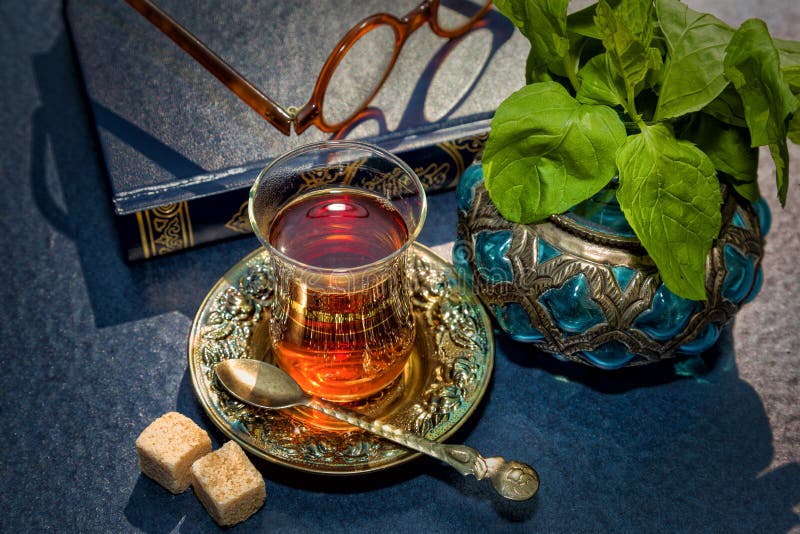 Mint tea stock image. Image of arabian, sugar, mint, ornament 53448925