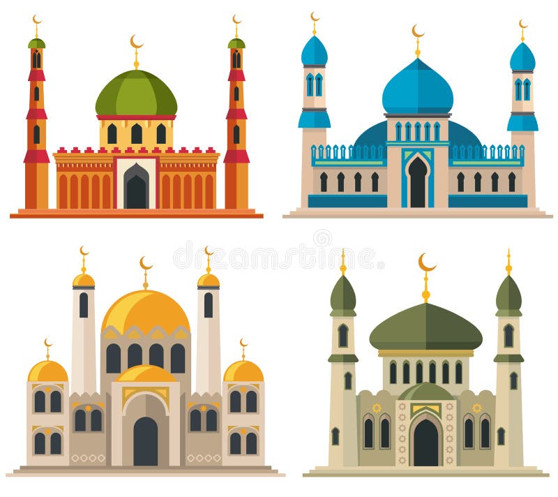 Arabic Muslim Mosques and Minarets Stock Vector Illustration of