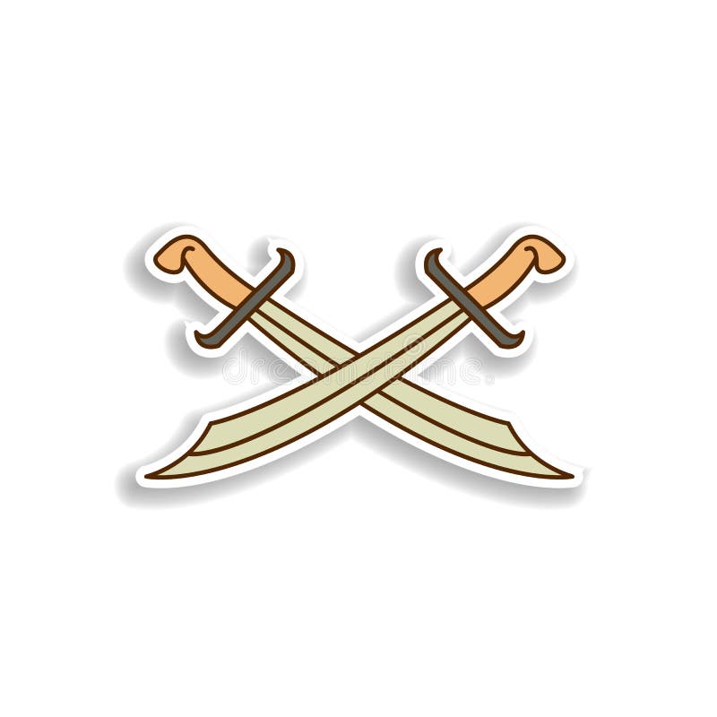 Arabic Sword Colored Field Outline Icon. Element of Arabian Culture Icon  for Mobile Concept and Web Apps Stock Illustration - Illustration of icon,  knight: 121610914