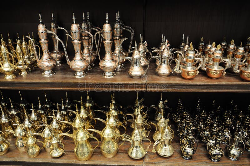 Arabic Teapots for Sale in Dubai Stock Photo Image of basar, silver