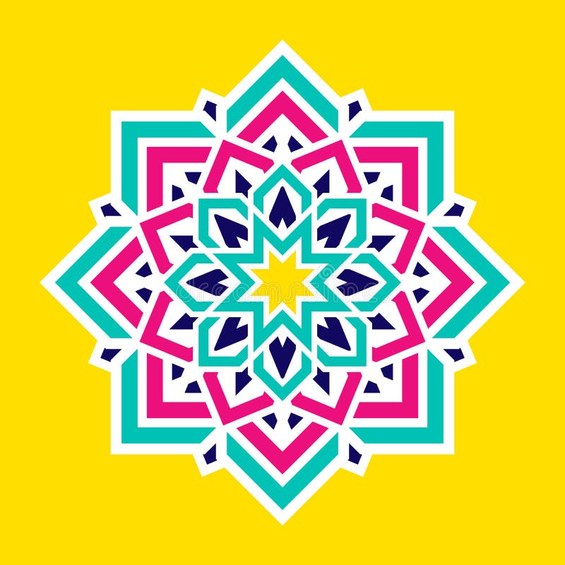Arabische bunte Blume Islamisches Mandalavektordesign Buntes Ostblumensymbol Geometrisches rundes dekoratives Element modern vektor abbildung Arabische bunte Blume Islamisches Mandalavektordesign Buntes Ostblumensymbol Geometrisches rundes dekoratives Element modern vektor abbildung