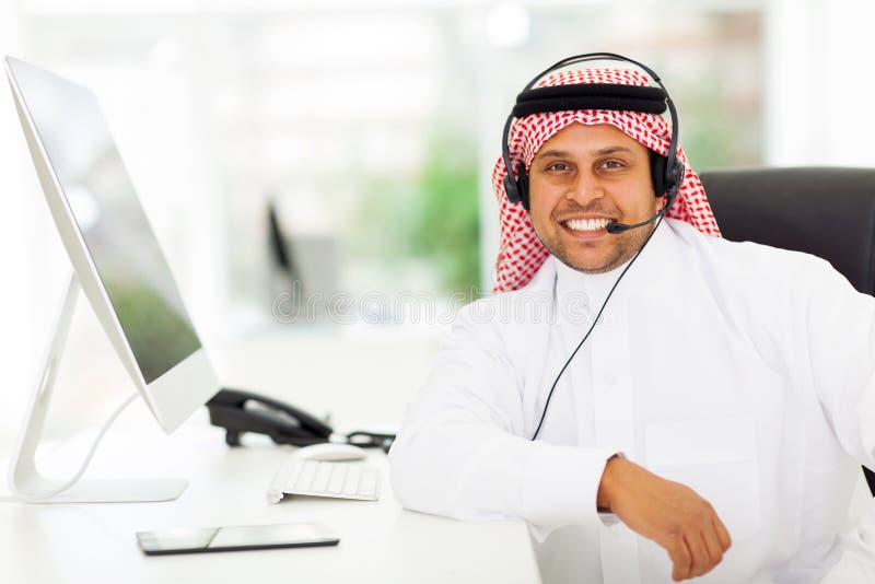 Arabische Call-Center-Arbeitskraft stockfotografie Arabische Call-Center-Arbeitskraft stockfotografie