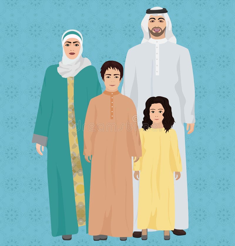 Arabische Familienvektorillustration