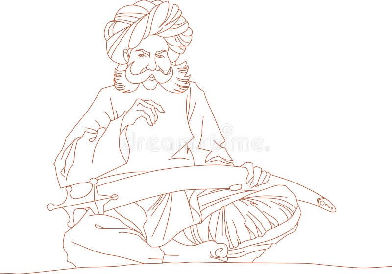 Arabische mens met een zwaard royalty-vrije illustratie Arabische mens met een zwaard royalty-vrije illustratie