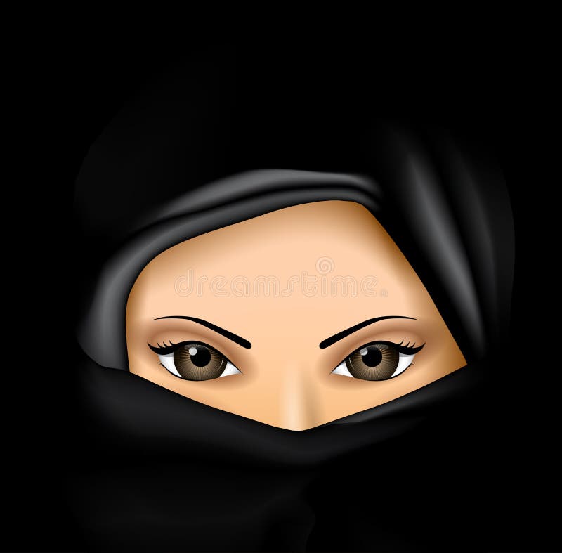 Arabische moslemische Frau im schwarzen Kleid vektor abbildung