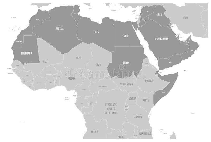 Arabische Welt gibt politische Karte mit higlighted 22 Arabisch sprechenden Ländern der arabischen Liga an Nord-Afrika