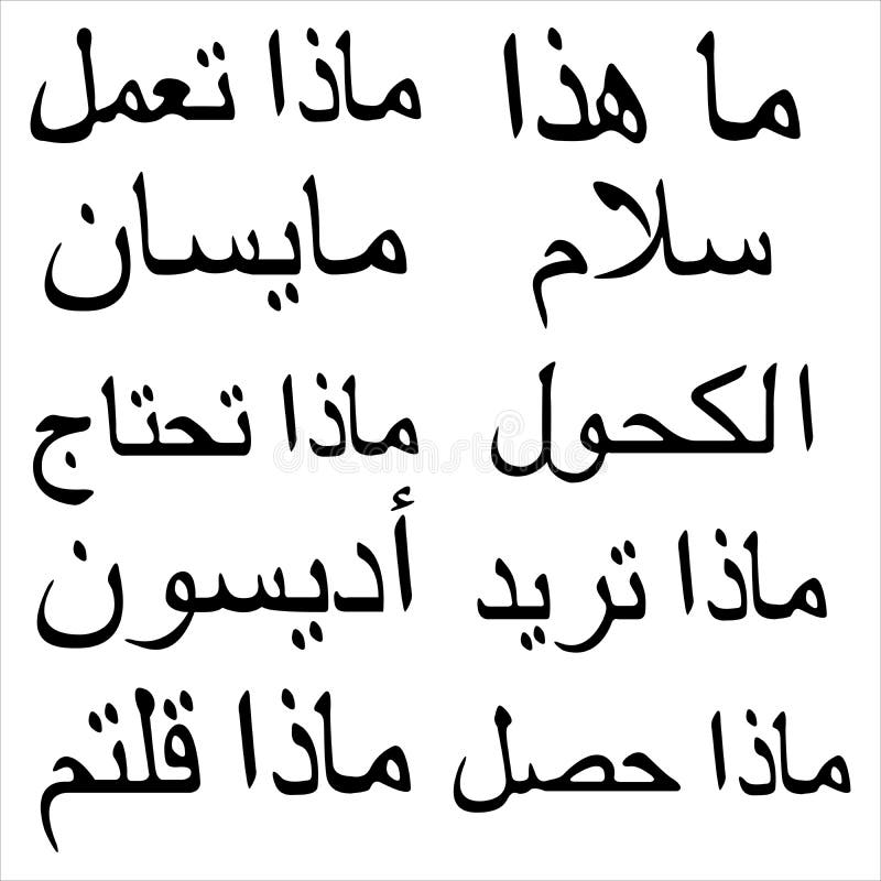 Arabische Woorden En Uitdrukkingen Vector Illustratie Illustration of