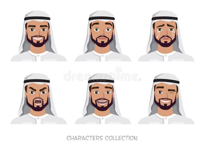 Arabischer Mannzeichensatz von Gefühlen