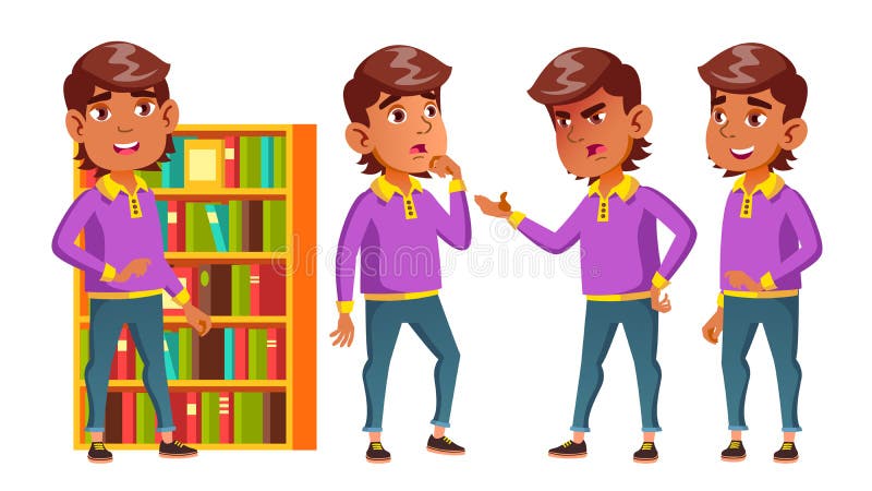 Arabisches, moslemisches Jungen-Schüler-Kind wirft gesetzten Vektor auf Schüler der Grundschule Lustige Kinder lektion bibliothek stock abbildung Arabisches, moslemisches Jungen-Schüler-Kind wirft gesetzten Vektor auf Schüler der Grundschule Lustige Kinder lektion bibliothek stock abbildung