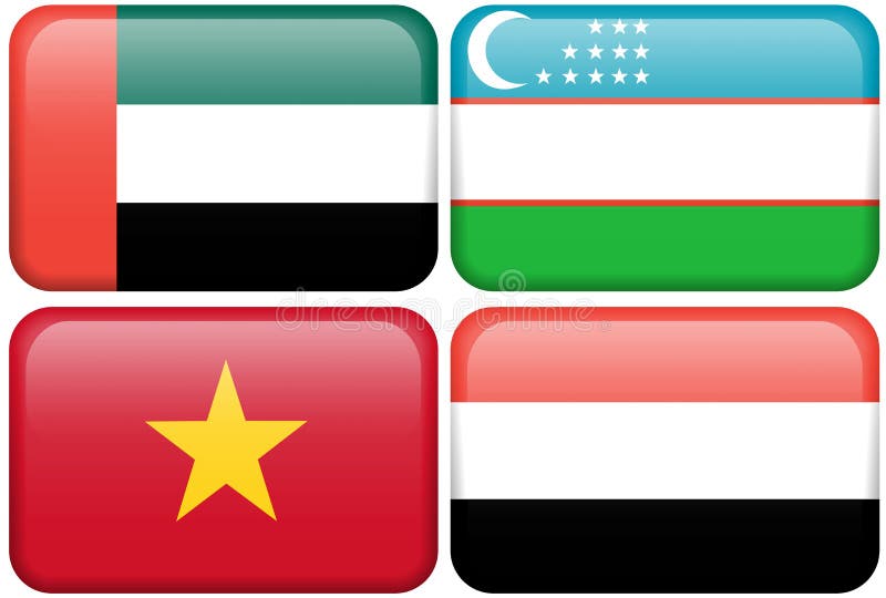 Arabska guzików azjatykcia emiratów flagi zjednoczonej Uzbekistan