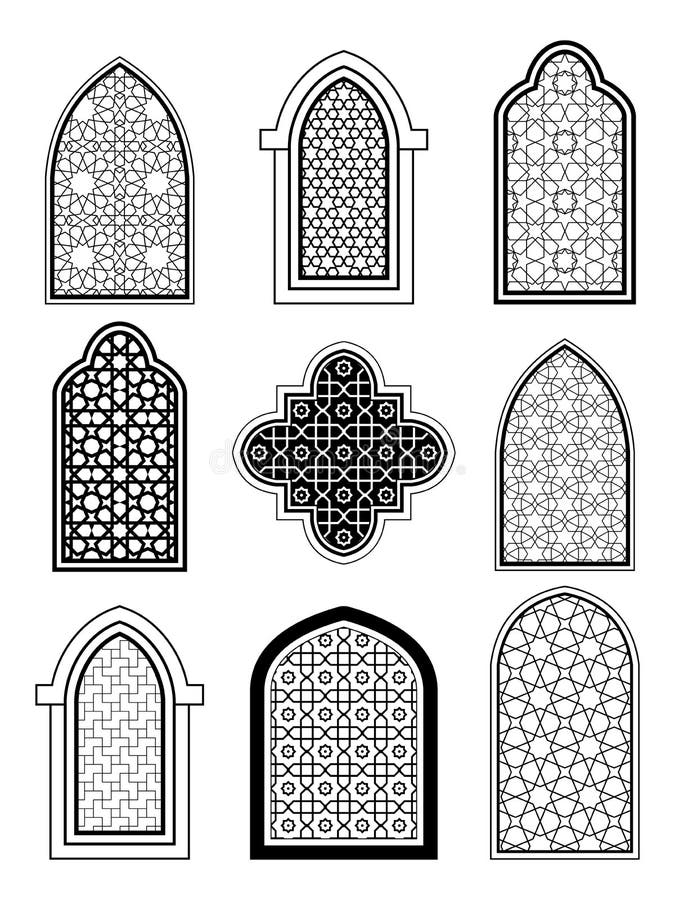 Arabska lub Islamska tradycyjna architektura, set okno