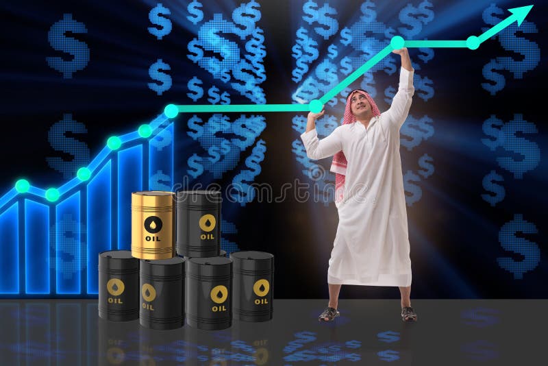 Arabski biznesmen w cena ropy biznesu pojęciu obraz royalty free Arabski biznesmen w cena ropy biznesu pojęciu obraz royalty free