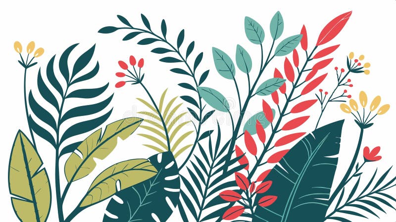 Aranjament dens al frunzișului tropical stilizat și design vectorial al plantelor Generative AI royalty free illustration