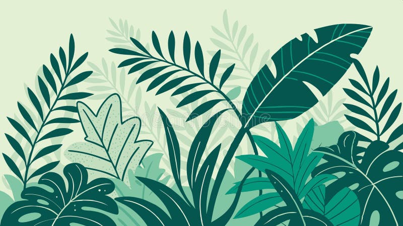 Aranjament dens al frunzișului tropical stilizat și design vectorial al plantelor Generative AI royalty free illustration