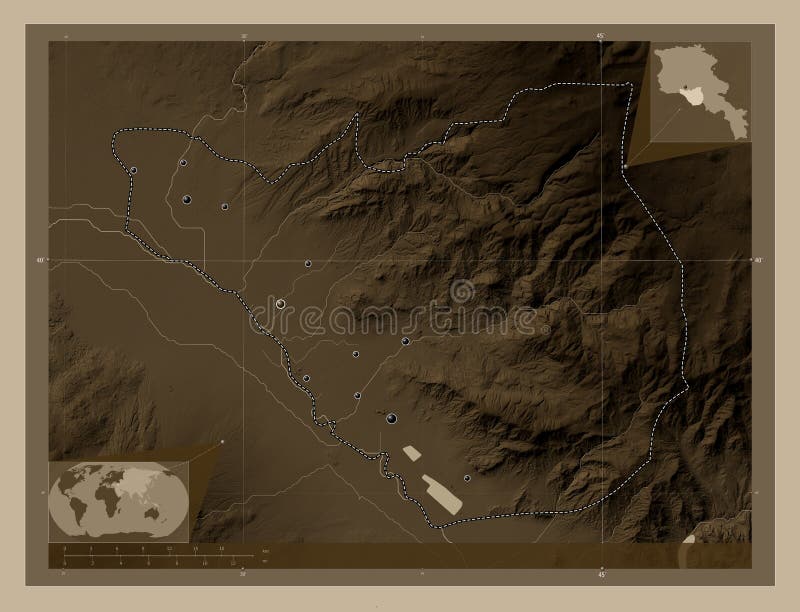 Ararat armenia. sepia. główne miasta royalty ilustracja