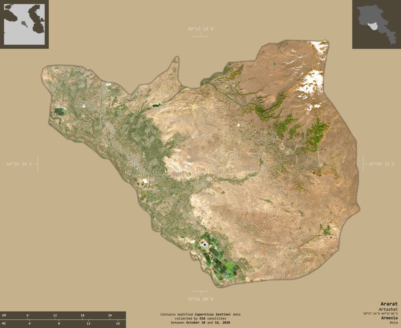 Ararat, Armenia - skład Sentinel-2 royalty ilustracja