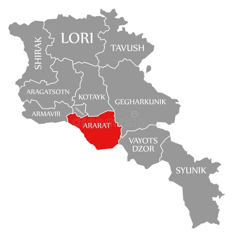 Ararat red podkreślona na mapie armenii royalty ilustracja