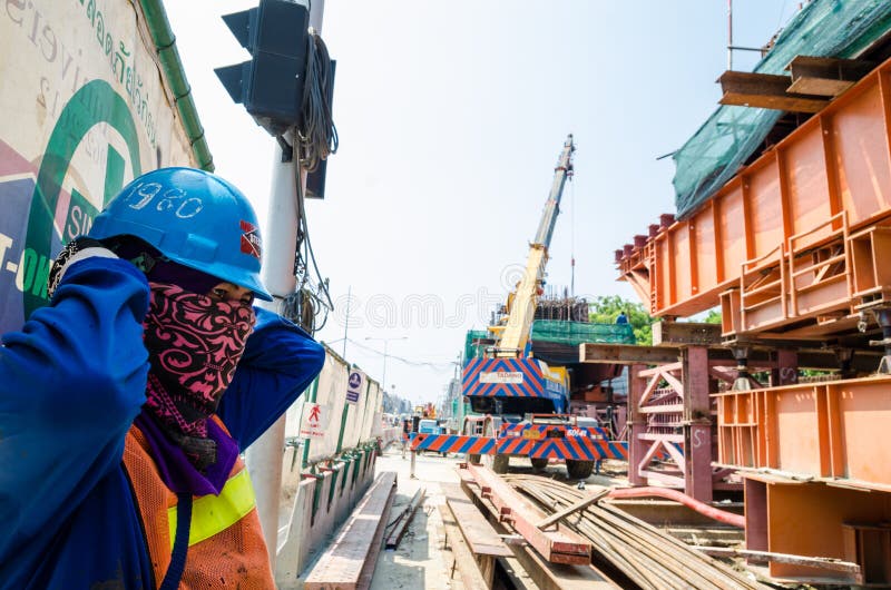 Leute, Die An Baustelle In Bangkok Thailand Arbeiten Stockbild Bild