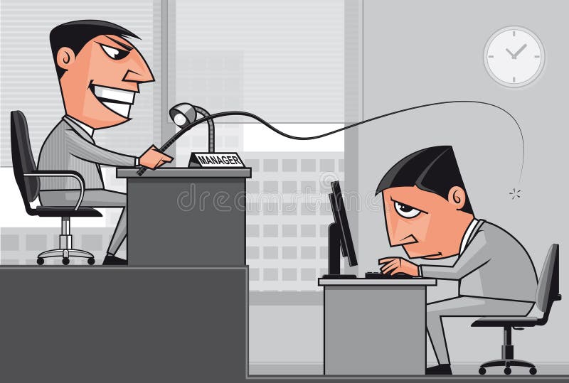 Illustration of Working under the boss pressure. Illustration of Working under the boss pressure