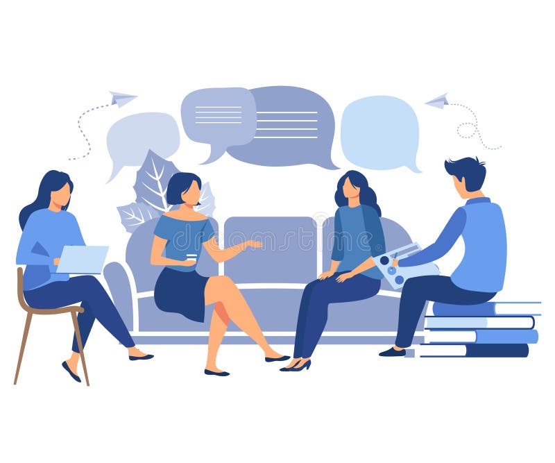 Arbeitnehmer sitzen am Verhandlungstisch Denken und Brainstorming Unternehmensinformationsanalyse flach vektor modern lizenzfreie abbildung