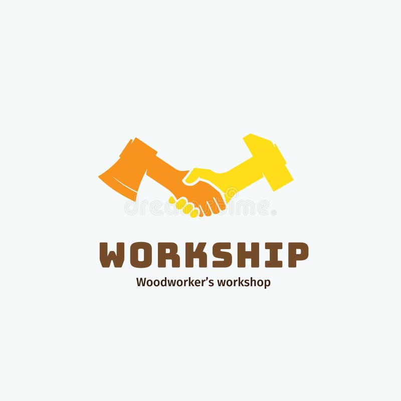 Arbeits-und Freundschafts-abstraktes Vektor-Symbol, Ikone, Emblem oder Logo Template Tischlers-Werkstatt-Firmenzeichen Händedruck stock abbildung Arbeits-und Freundschafts-abstraktes Vektor-Symbol, Ikone, Emblem oder Logo Template Tischlers-Werkstatt-Firmenzeichen Händedruck stock abbildung