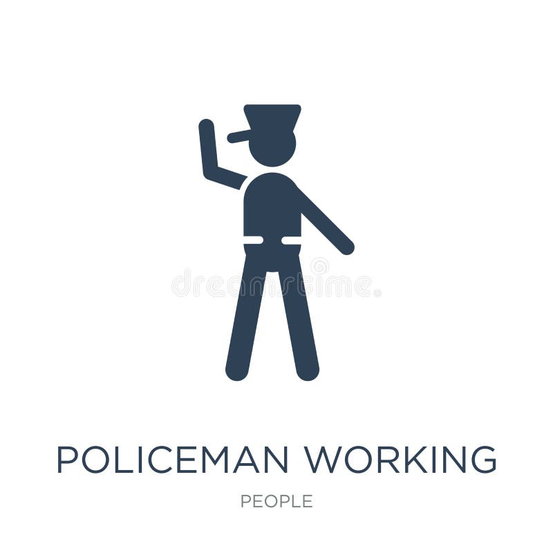 arbetande symbol för polis i moderiktig designstil arbetande symbol för polis som isoleras på vit bakgrund arbetande vektorsymbol stock illustrationer arbetande symbol för polis i moderiktig designstil arbetande symbol för polis som isoleras på vit bakgrund arbetande vektorsymbol stock illustrationer