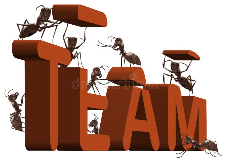 Arbete för teamwork för lag för myrabyggnadssamarbete