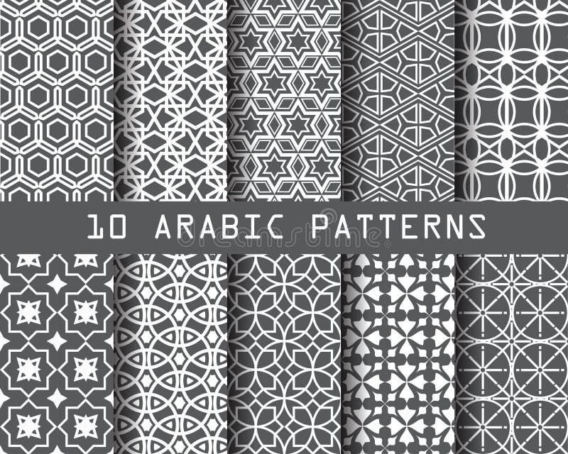 10 arbic patterns gray 20 Dec14. 10 different arabic patterns, Pattern Swatches, vector, Endless texture can be used for wallpaper, pattern fills, web page,background,surface