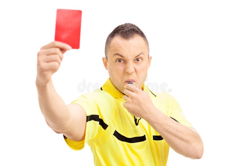 Arbitre Du Football Montrant Une Carte Rouge Photo Stock Image Du Isolement Type 51386152