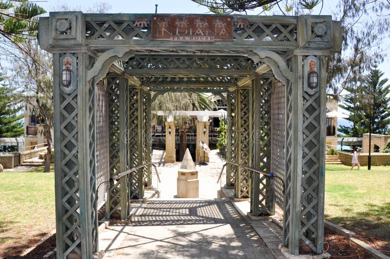 COTTESLOE,WA,AUSTRALIA-JANUARY 6,2016: Arbor entrance at the Indiana Tea House at Cottesloe Beach in Cottesloe, Western Australia.