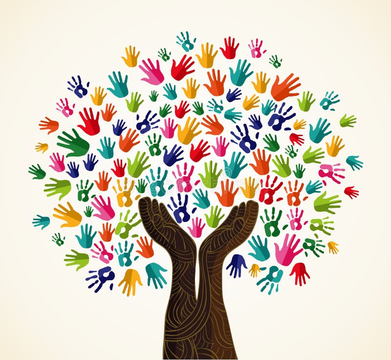 Arbore colorat de proiectare a solidarității stock illustration