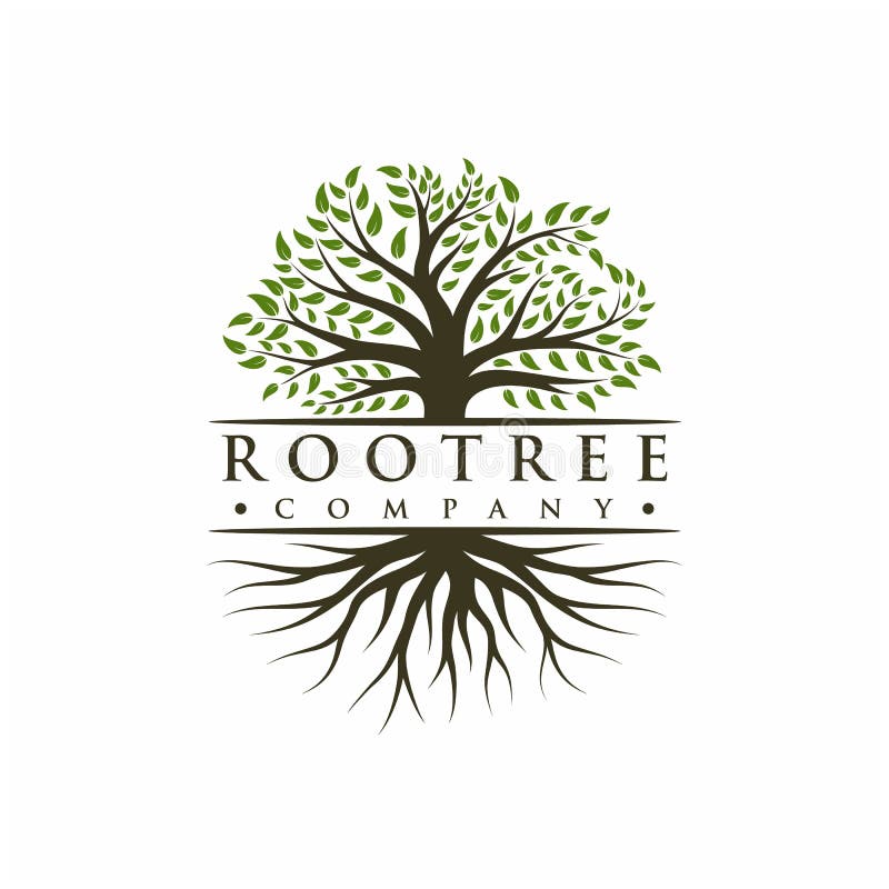 Arbore de design pentru sigla arborelui vibrant și vectorul rădăcină. design pentru sigla arborelui de viață vector illustration