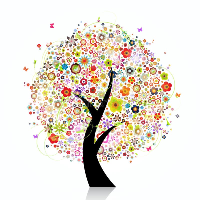 Arbore de floră colorată stock illustration