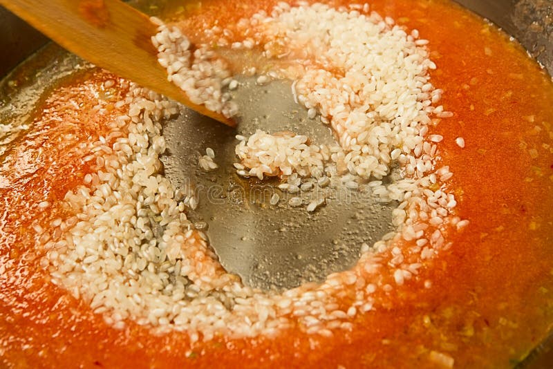 Arborio rice cooking stock photography