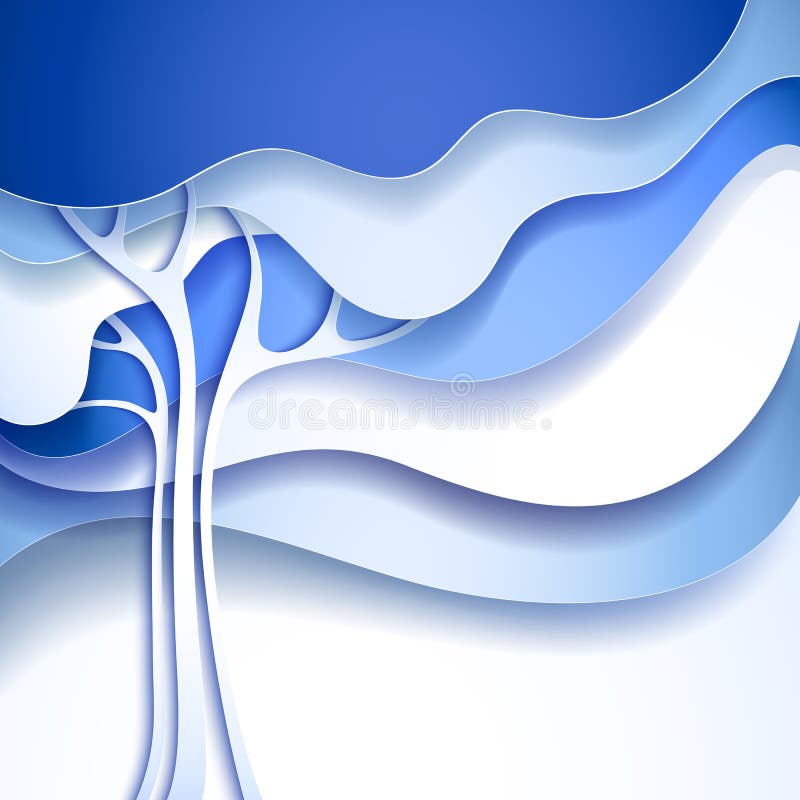 Arbre d'hiver abstrait. Fond en papier illustration libre de droits