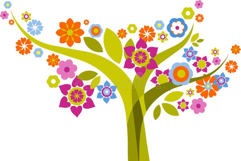 Arbre avec des fleurs illustration libre de droits