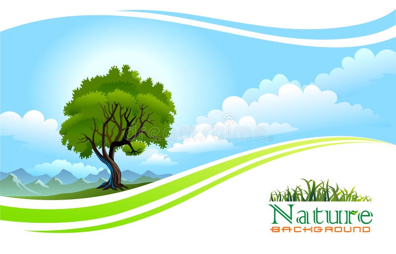 Arbre avec le fond graphique circulant d'onde illustration libre de droits
