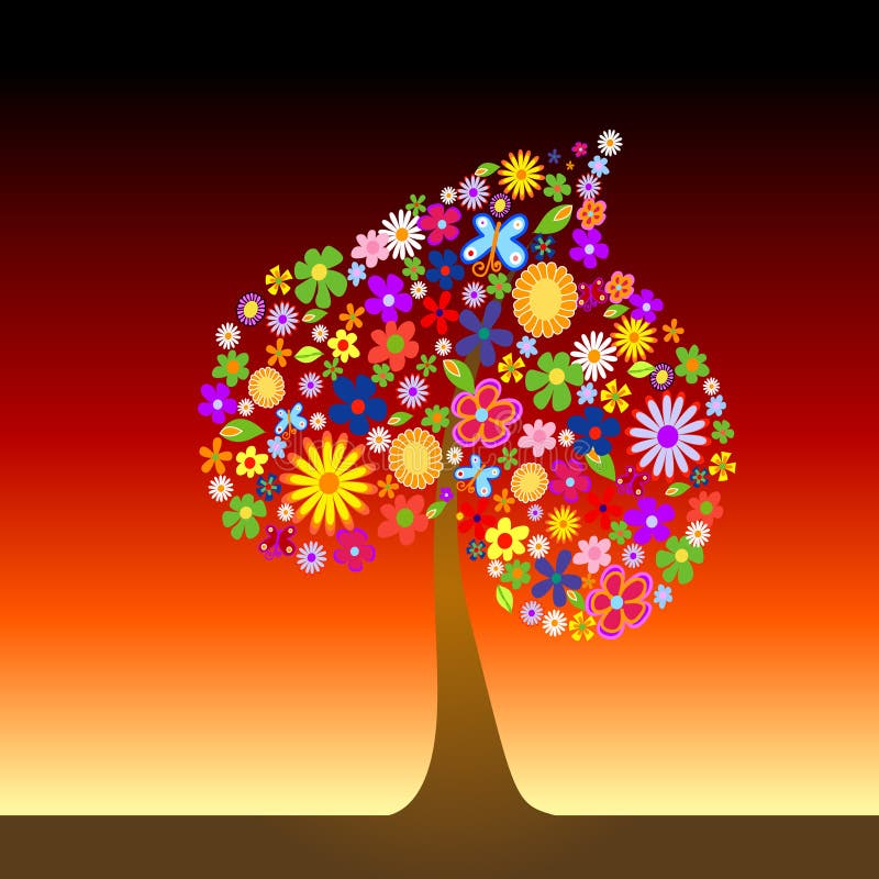Arbre coloré avec des fleurs illustration stock Arbre coloré avec des fleurs illustration stock