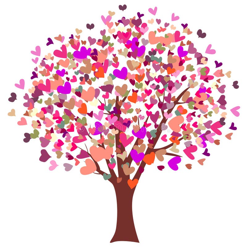 Arbre coloré de coeurs illustration libre de droits Arbre coloré de coeurs illustration libre de droits