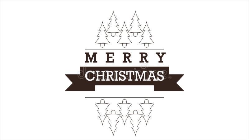 Arbre d'animation et inscription du Joyeux Noël avec le style de typhography illustration libre de droits