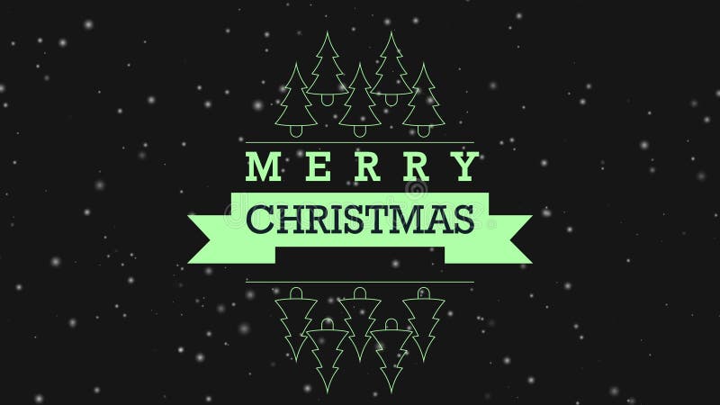 Arbre d'animation et inscription du Joyeux Noël avec le style de typhography illustration stock