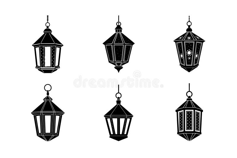 Arbre d'illustration de la silhouette vectorielle de lanterne suspendue illustration stock
