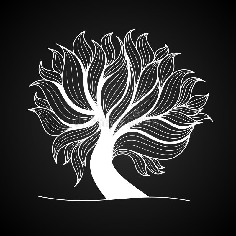 Arbre de griffonnage, couleur noire et blanche illustration libre de droits Arbre de griffonnage, couleur noire et blanche illustration libre de droits