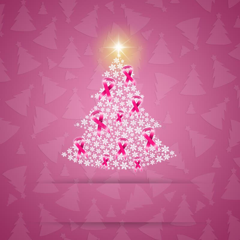 Arbre de Noël avec les rubans roses illustration stock Arbre de Noël avec les rubans roses illustration stock