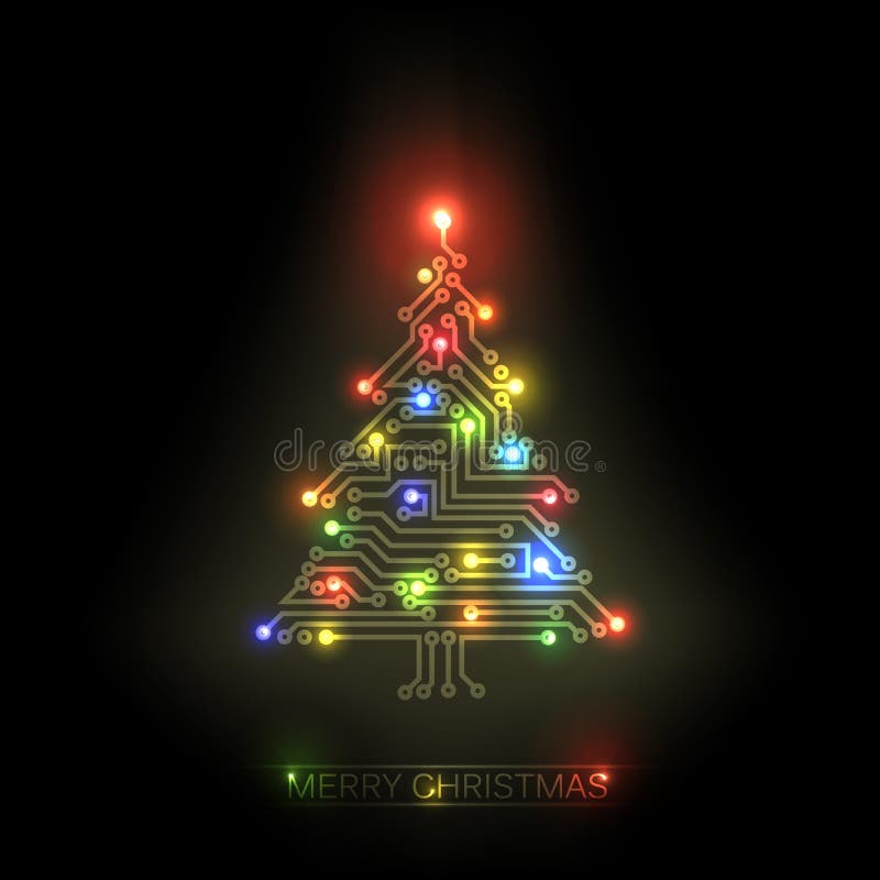 arbre de Noël de circuit digital illustration de vecteur arbre de Noël de circuit digital illustration de vecteur