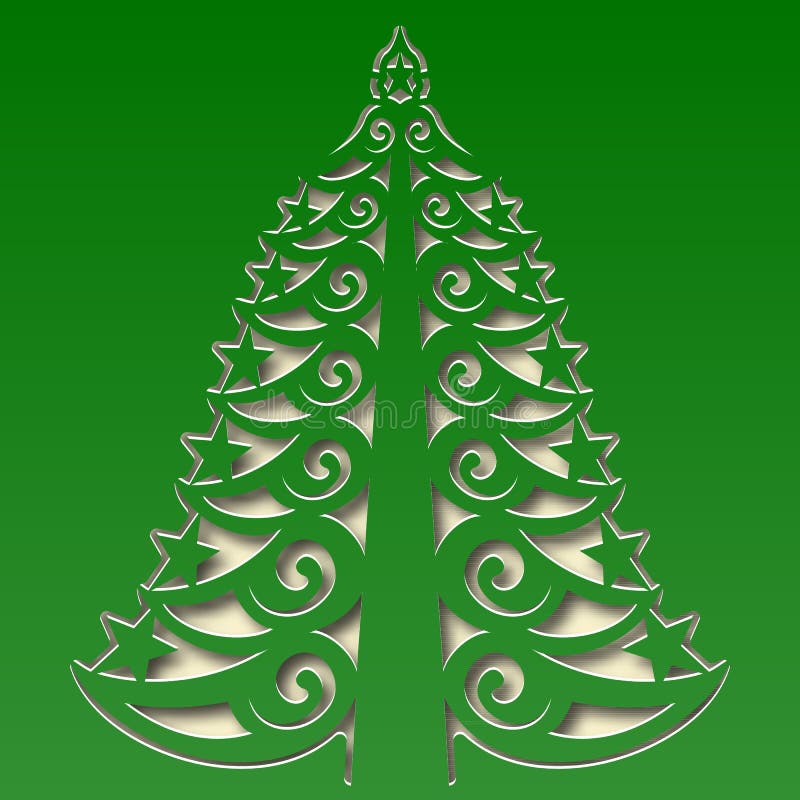Arbre de Noël ornemental découpé sur la place illustration stock Arbre de Noël ornemental découpé sur la place illustration stock