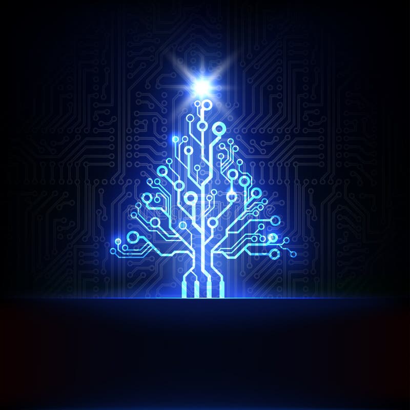 Vector electronic background with circuit board christmas tree. Vector electronic background with circuit board christmas tree