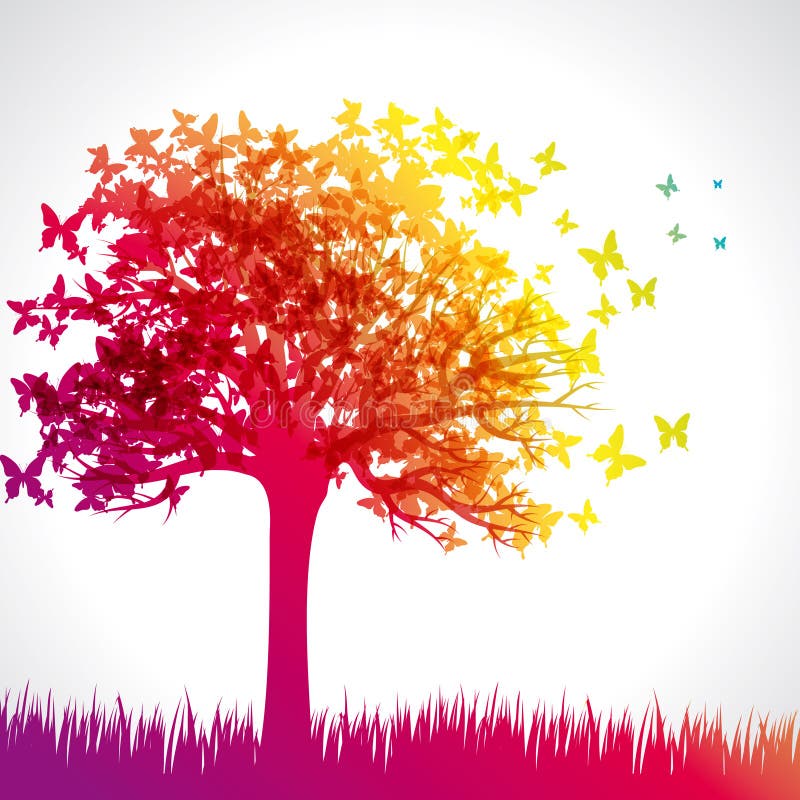 Arbre de papillon d'arc-en-ciel illustration de vecteur Arbre de papillon d'arc-en-ciel illustration de vecteur